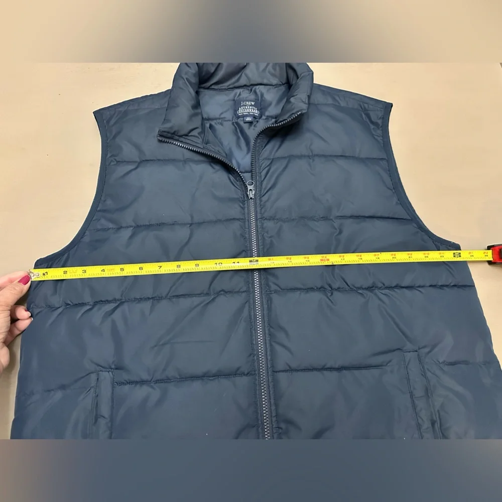 J. Crew Authentic Outerwear Men’s Puffer Vest XL Black Full Zip Quilted